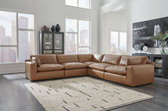Emilia Caramel 5-Piece Sectional and Ottoman - Ornate Home