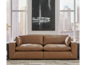 Emilia Caramel Leather 2pc Modular Sectional Loveseat - Ornate Home