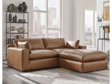 Emilia Caramel Leather 3pc Modular Sectional w/ Ottoman (Online Special Price) - Ornate Home