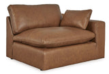 Emilia Caramel Leather 3pc Modular Sectional w/ Ottoman - Ornate Home