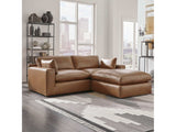 Emilia Caramel Leather 3pc Modular Sectional w/ Ottoman - Ornate Home