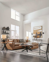 Emilia Caramel Leather 3pc Modular Sectional w/ Ottoman - Ornate Home