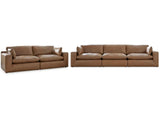 Emilia Caramel Leather 5pc Modular Sectional Living Room Set - Ornate Home