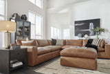Emilia Caramel Leather 5pc Modular Sectional and Ottoman (Online Special Price) - Ornate Home