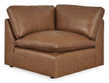 Emilia Caramel Leather 5pc Modular Sectional and Ottoman (Online Special Price) - Ornate Home