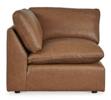 Emilia Caramel Leather 5pc Modular Sectional and Ottoman - Ornate Home