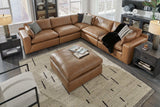Emilia Caramel Leather 5pc Modular Sectional and Ottoman - Ornate Home
