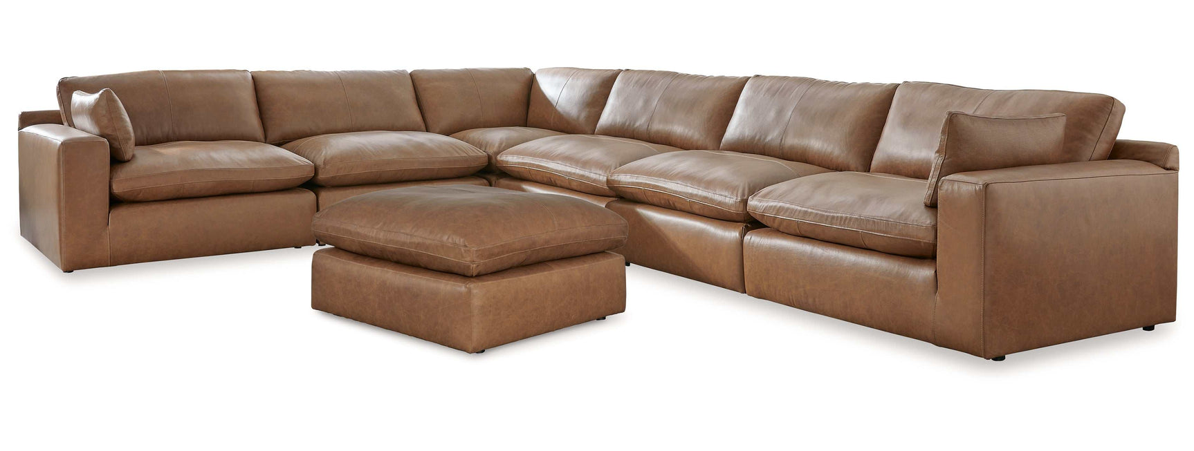 Emilia Caramel Leather 6pc Modular Sectional - Ornate Home