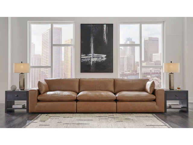 Emilia Caramel Leather 3pc Modular Sectional Sofa - Ornate Home