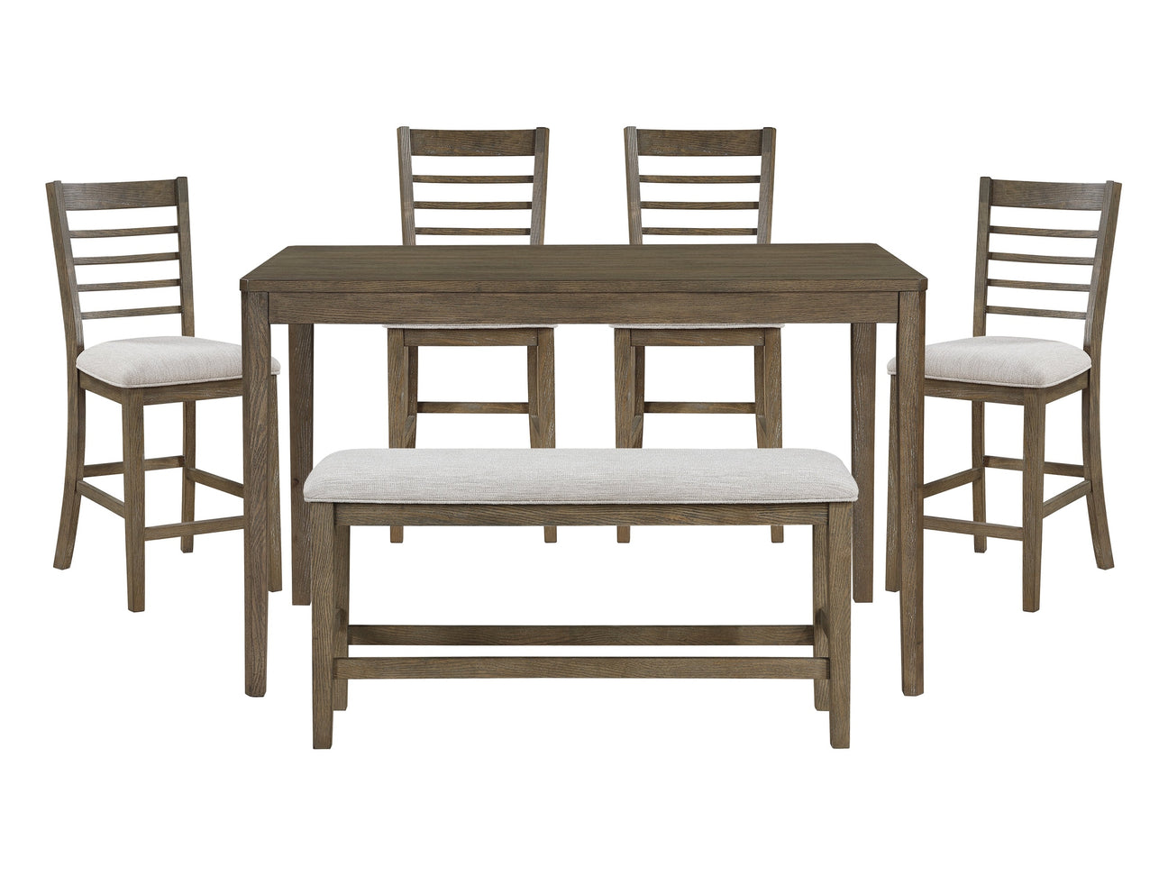 Emilia Light Brown/Gray 6-Piece Pack Counter Height Set - Ornate Home