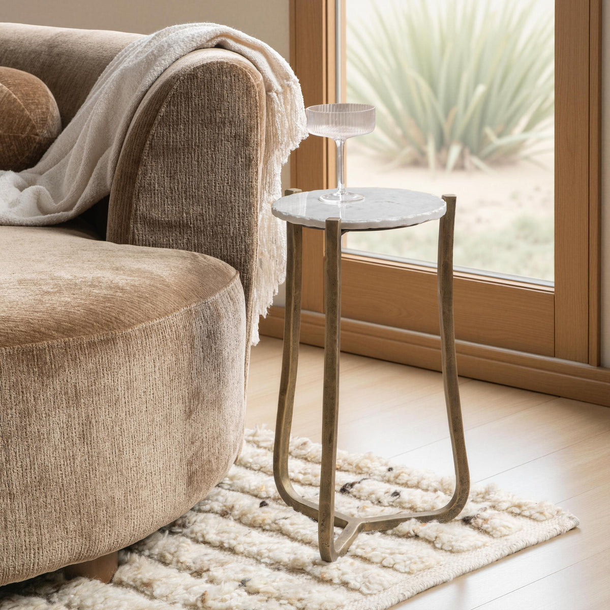 Emilia Snow Fall 11" Round End Table