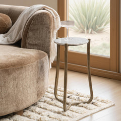 Emilia Snow Fall 11" Round End Table