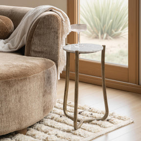 Emilia Snow Fall 11" Round End Table
