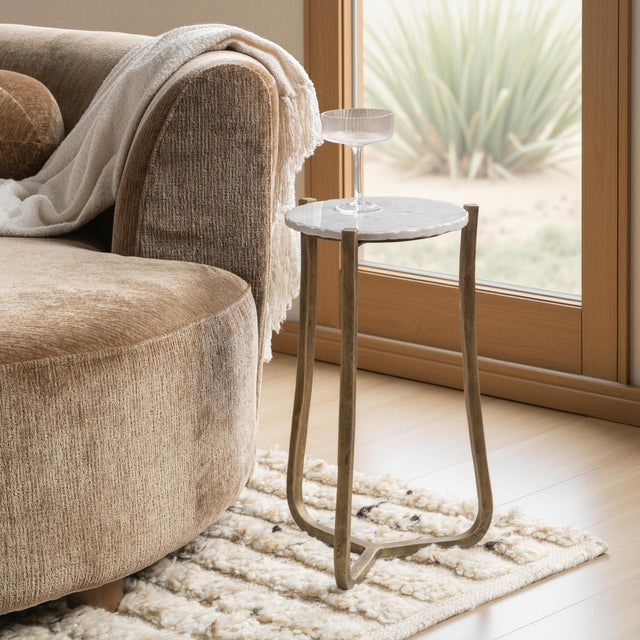 Emilia Snow Fall 11" Round End Table
