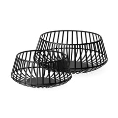 Emilio Black Metal Slated Bowls (Set of 2) - Ornate Home