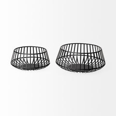Emilio Black Metal Slated Bowls (Set of 2) - Ornate Home