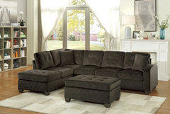 Emilio Chocolate 2-Piece Reversible Sectional Chaise - Ornate Home