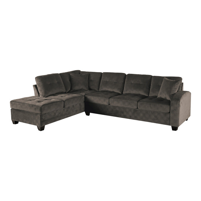 Emilio Chocolate 2-Piece Reversible Sectional Chaise - Ornate Home