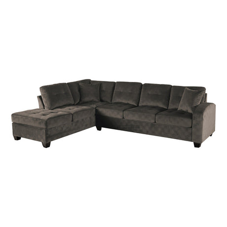 Emilio Chocolate 2-Piece Reversible Sectional Chaise - Ornate Home