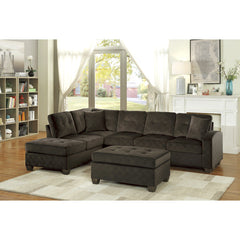 Emilio Chocolate 2-Piece Reversible Sectional Chaise - Ornate Home