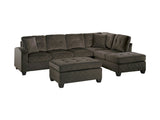 Emilio Chocolate 3-Piece Reversible Sectional Ottoman - Ornate Home