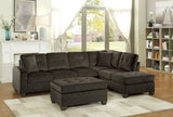Emilio Chocolate 3-Piece Reversible Sectional Ottoman - Ornate Home
