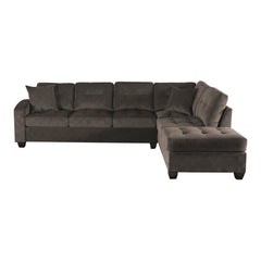 Emilio Chocolate 3-Piece Reversible Sectional Ottoman - Ornate Home