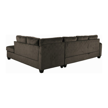 Emilio Chocolate 3-Piece Reversible Sectional Ottoman - Ornate Home