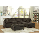 Emilio Chocolate 3-Piece Reversible Sectional Ottoman - Ornate Home