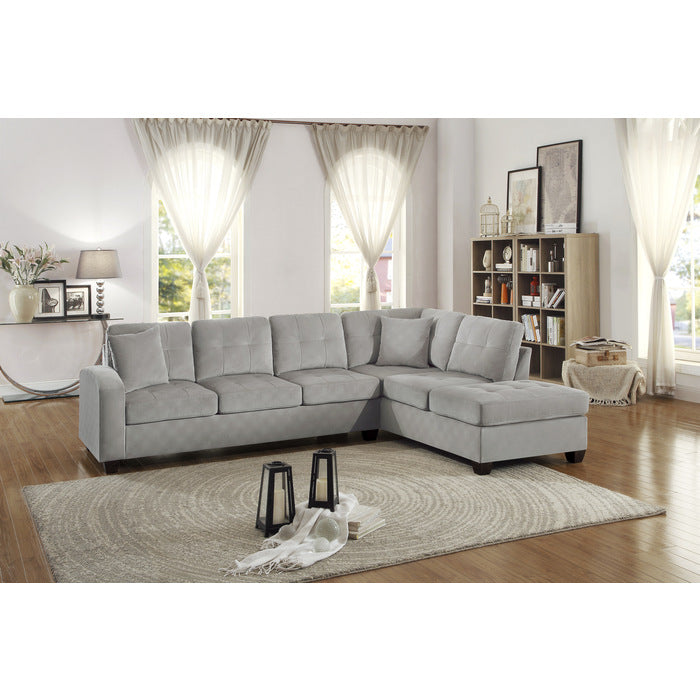 Emilio Taupe 2-Piece Reversible Sectional w/ Chaise - Ornate Home