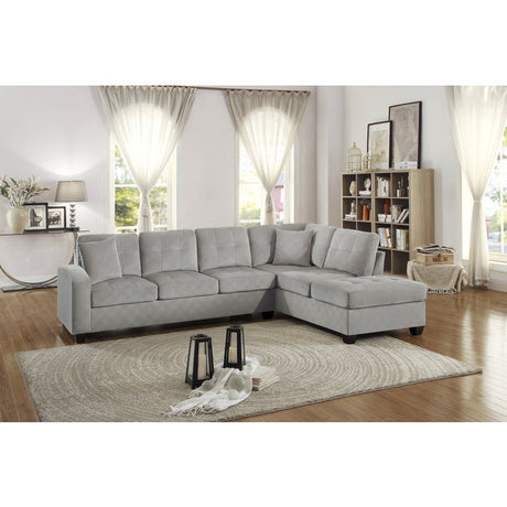 Emilio Taupe 2-Piece Reversible Sectional w/ Chaise - Ornate Home