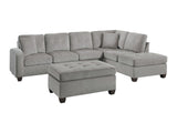 Emilio Taupe 3-Piece Reversible Sectional Ottoman - Ornate Home