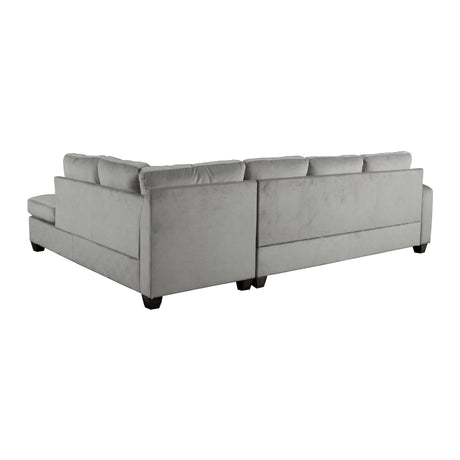 Emilio Taupe 3-Piece Reversible Sectional Ottoman - Ornate Home