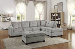 Emilio Taupe 3-Piece Reversible Sectional Ottoman - Ornate Home