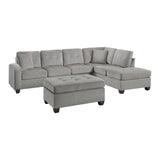 Emilio Taupe 3-Piece Reversible Sectional Ottoman - Ornate Home