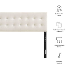 Emily Alabaster Stain-Resistant Performance Velvet Queen Size Headboard - Ornate Home