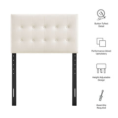 Emily Alabaster Stain-Resistant Performance Velvet Twin Size Headboard - Ornate Home