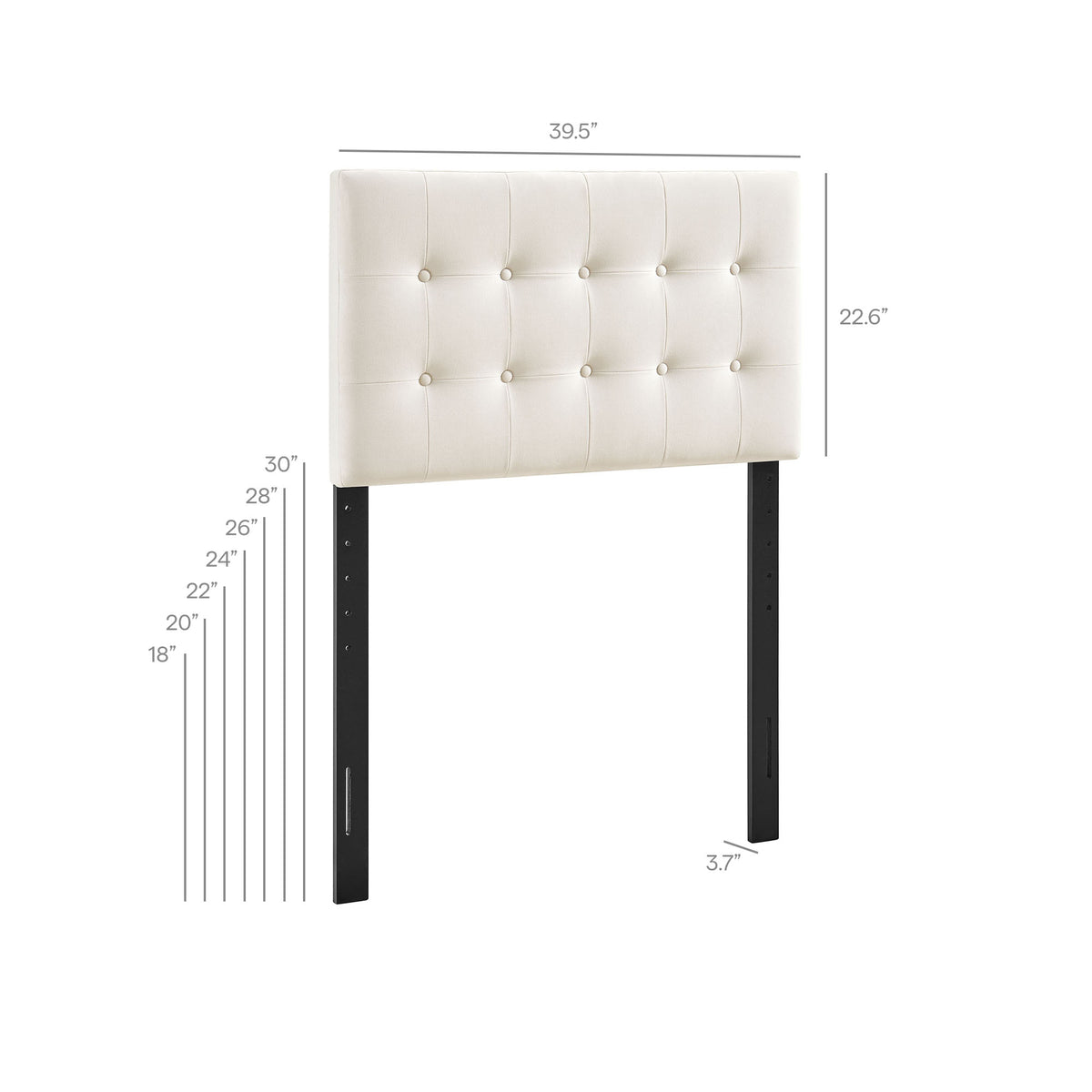 Emily Alabaster Stain-Resistant Performance Velvet Twin Size Headboard - Ornate Home