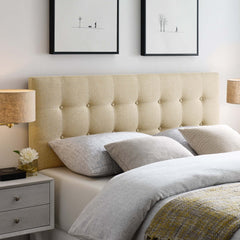 Emily Beige Upholstered Fabric Full Headboard - Ornate Home