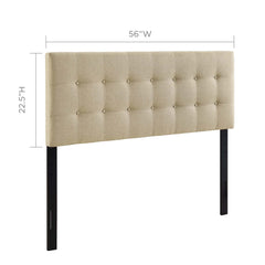 Emily Beige Upholstered Fabric Full Headboard - Ornate Home