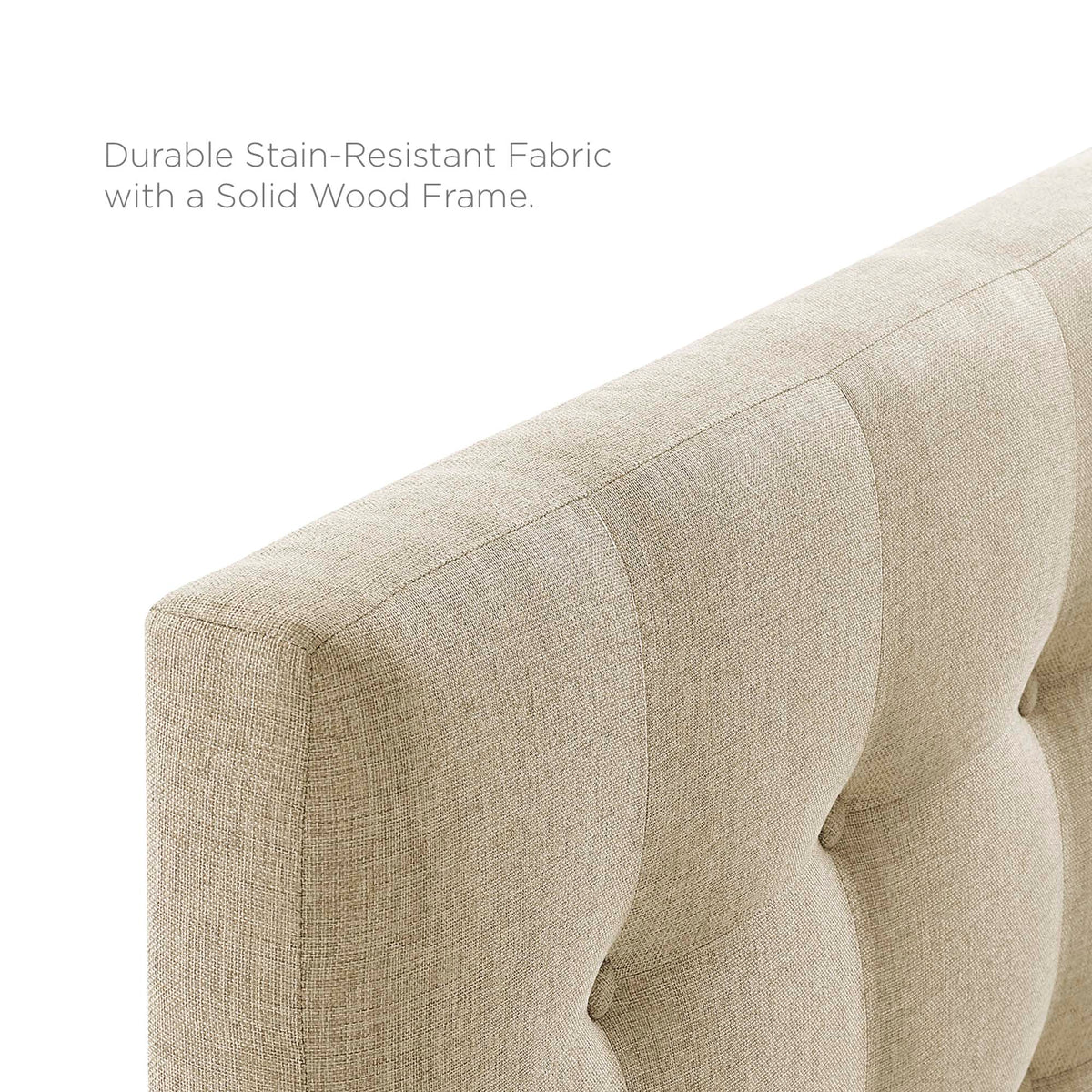 Emily Beige Upholstered Fabric King Headboard - Ornate Home
