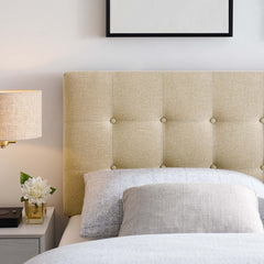 Emily Beige Upholstered Fabric King Headboard - Ornate Home