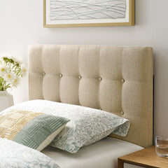 Emily Beige Upholstered Fabric Twin Headboard - Ornate Home