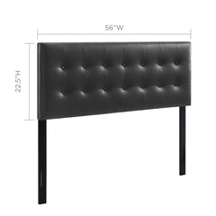Emily Black Upholstered Vinyl Full Headboard - Ornate Home