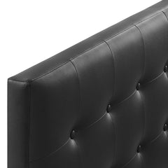 Emily Black Upholstered Vinyl Full Headboard - Ornate Home