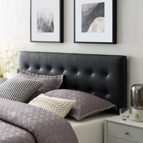 Emily Black Upholstered Vinyl Queen Headboard - Ornate Home