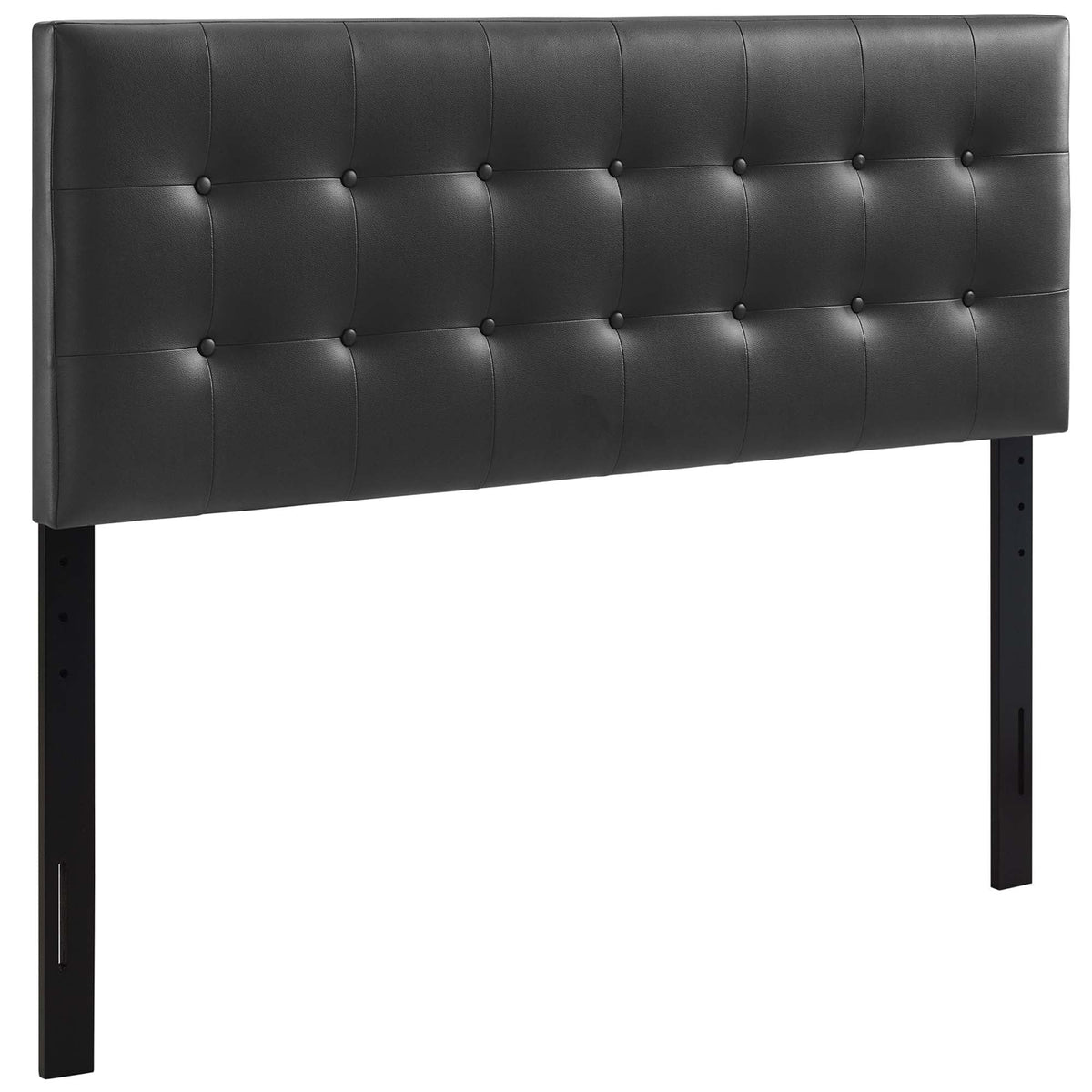 Emily Black Upholstered Vinyl Queen Headboard - Ornate Home