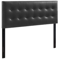 Emily Black Upholstered Vinyl Queen Headboard - Ornate Home