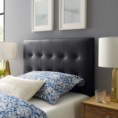 Emily Black Upholstered Vinyl Twin Headboard - Ornate Home