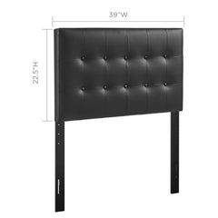 Emily Black Upholstered Vinyl Twin Headboard - Ornate Home